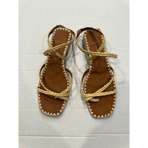 Dolce Vita Women's Tan Espadrille‎ Lace-Up Sandals Woven Strap Brown Size 8